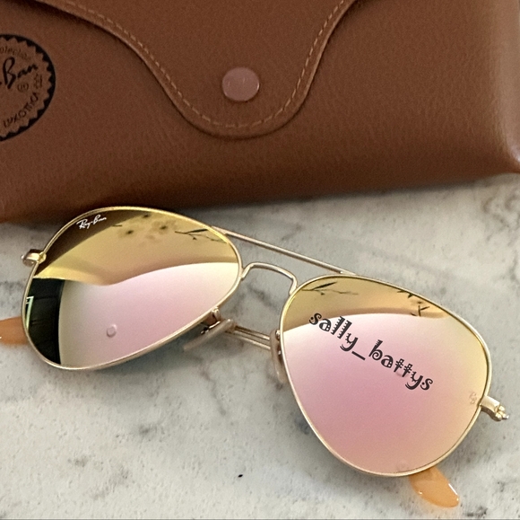 RayBan (Store Display) Aviator Reflective Copper Rose Gold RB3025 Mirror Pink - Picture 8 of 15
